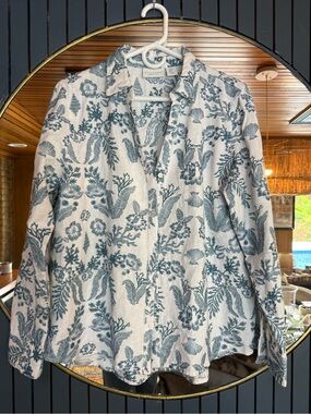 Women’s Blue Floral Button-Down Shirt